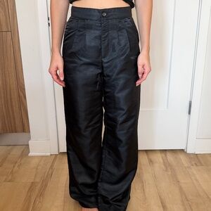 Urban Outfitters Black Satin High-Waisted Wide-Leg Trousers